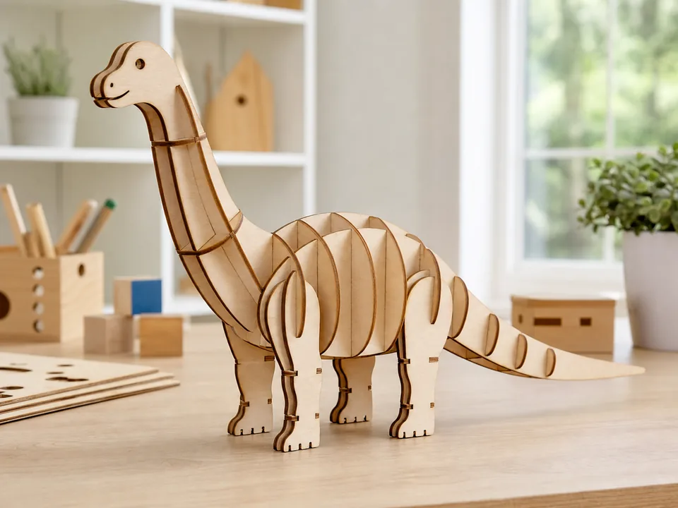 Preview design: Wooden Dinosaur Puzzle for Creative Kids and Classroom Maker Projects